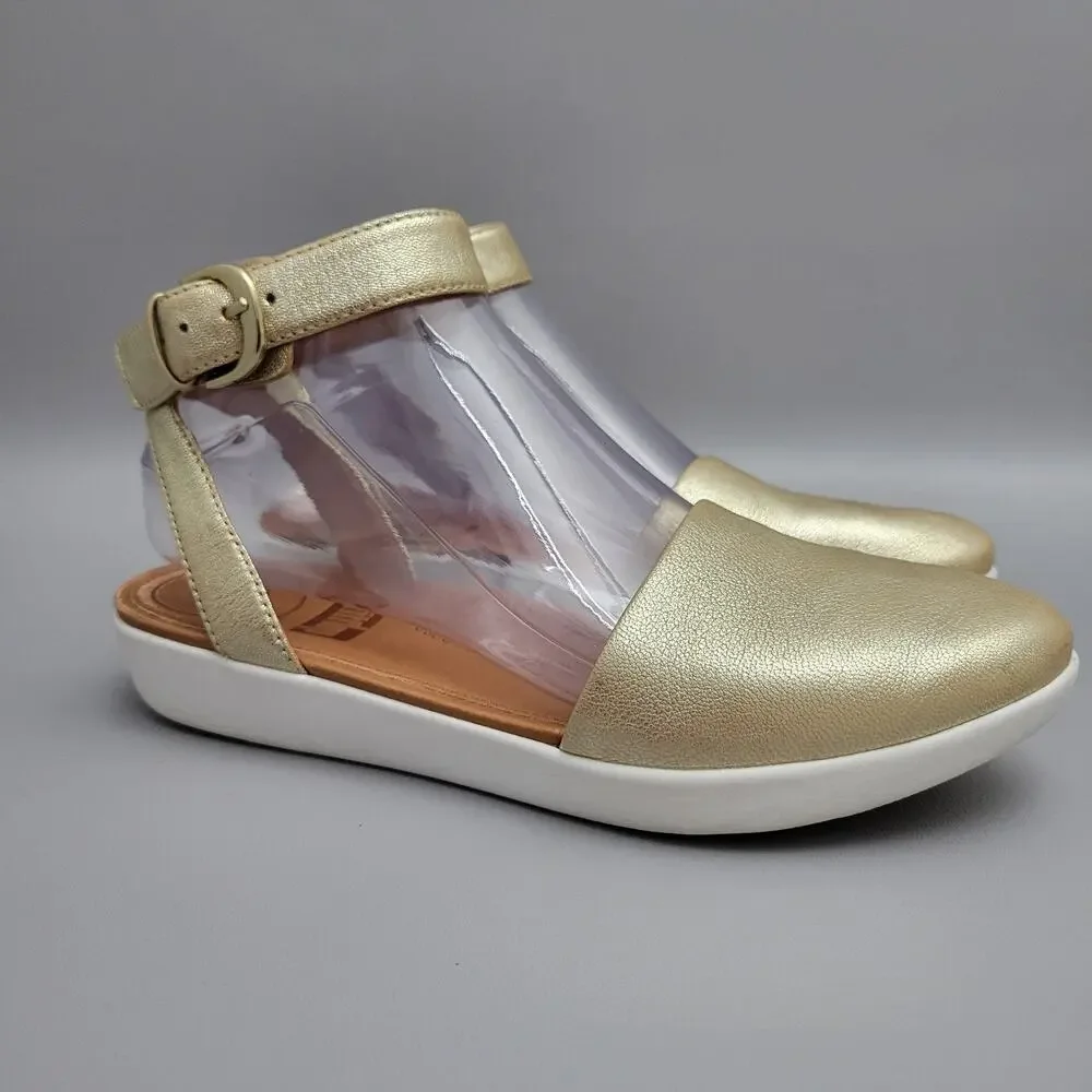 Fitflop Fit Flop Cova Womens Size 6 Ankle Strap Closed Toe Sandal Metallic Gold